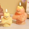 3D Birthday Bear Aromatherapy Candle Mold DIY Cute Muscle Bear Abdominal Muscle Gypsum Mold for Birthday Gift Cake Candle Decor