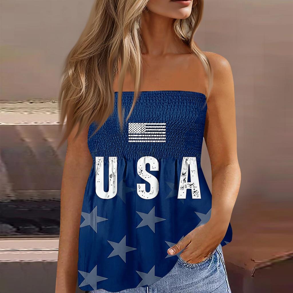 Modisches sexy rückenfreies elastisches Bandeau-Top mit Unabhängigkeitstag-Print für Damen