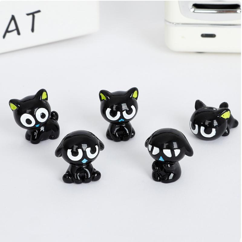 1/5Pcs Cartoon Kitten Desktop Room Decor Cute 3D Black Cats Figurine Miniature Micro Landscape Resin Ornaments Home Decoration