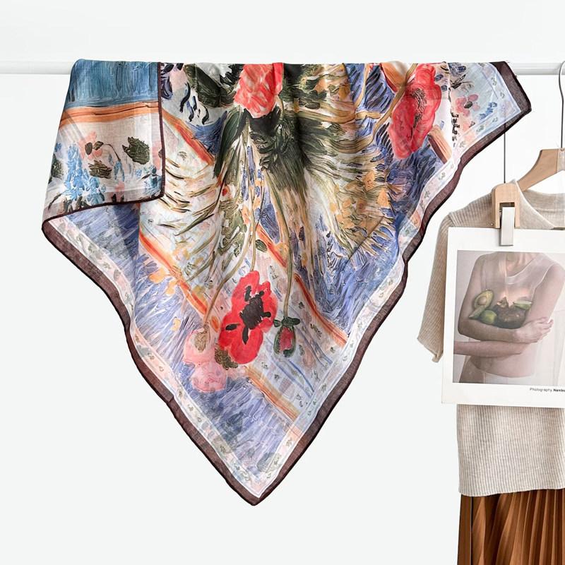 Polka dot double-sided heterochrome ethnic style retro 91 velvet large square scarf silk scarf women's spring and autumn warm shawl scarf scarf