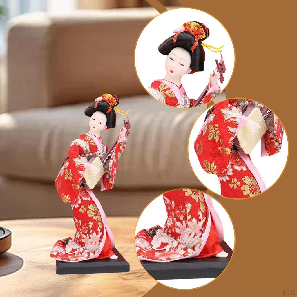 Ethnic Japanese Geisha Doll Collectible Figurine Female Statue Kimono for Home Office