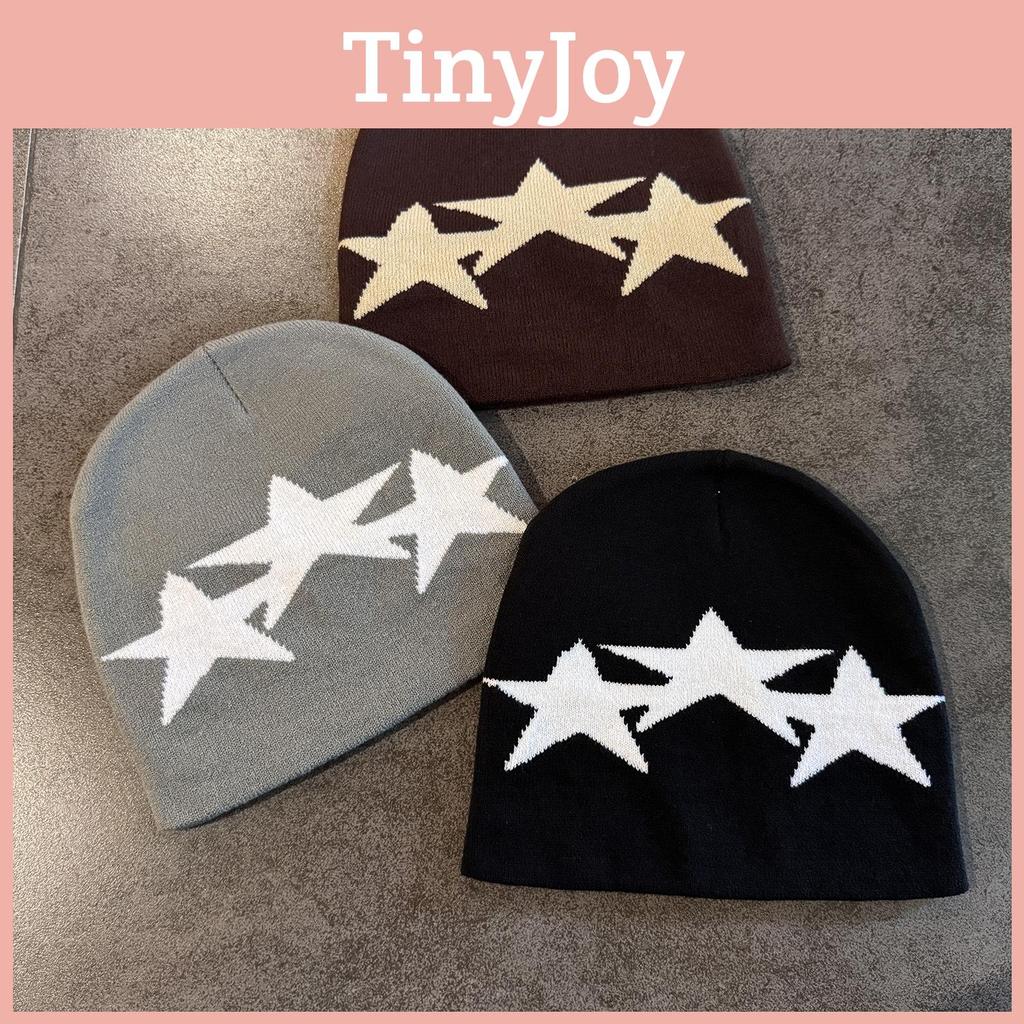 Fall Winter Beanie Knitted Cap With Star Pattern For Casual Gift Streetwear
