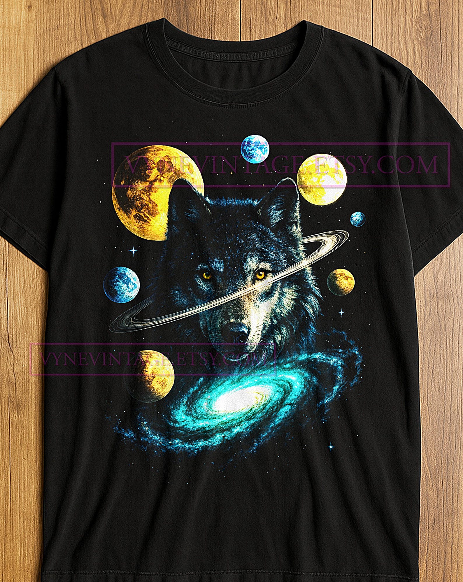 Wolf Galaxy Alpha T-Shirt, Cosmic Wolf Art, Alpha Wolf Graphic Tee, Galaxy Vision Wildlife Shirt, Vintage Nature Shirt S