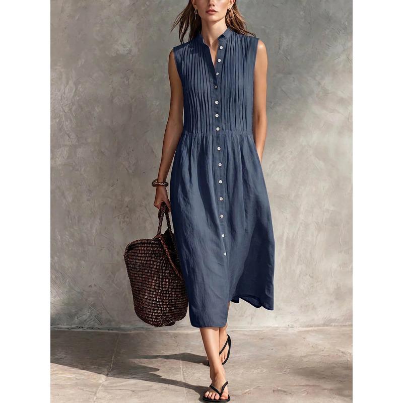 JPNTKY Fashion Summer Spring Sleeveless V-Neck Casual Dresses