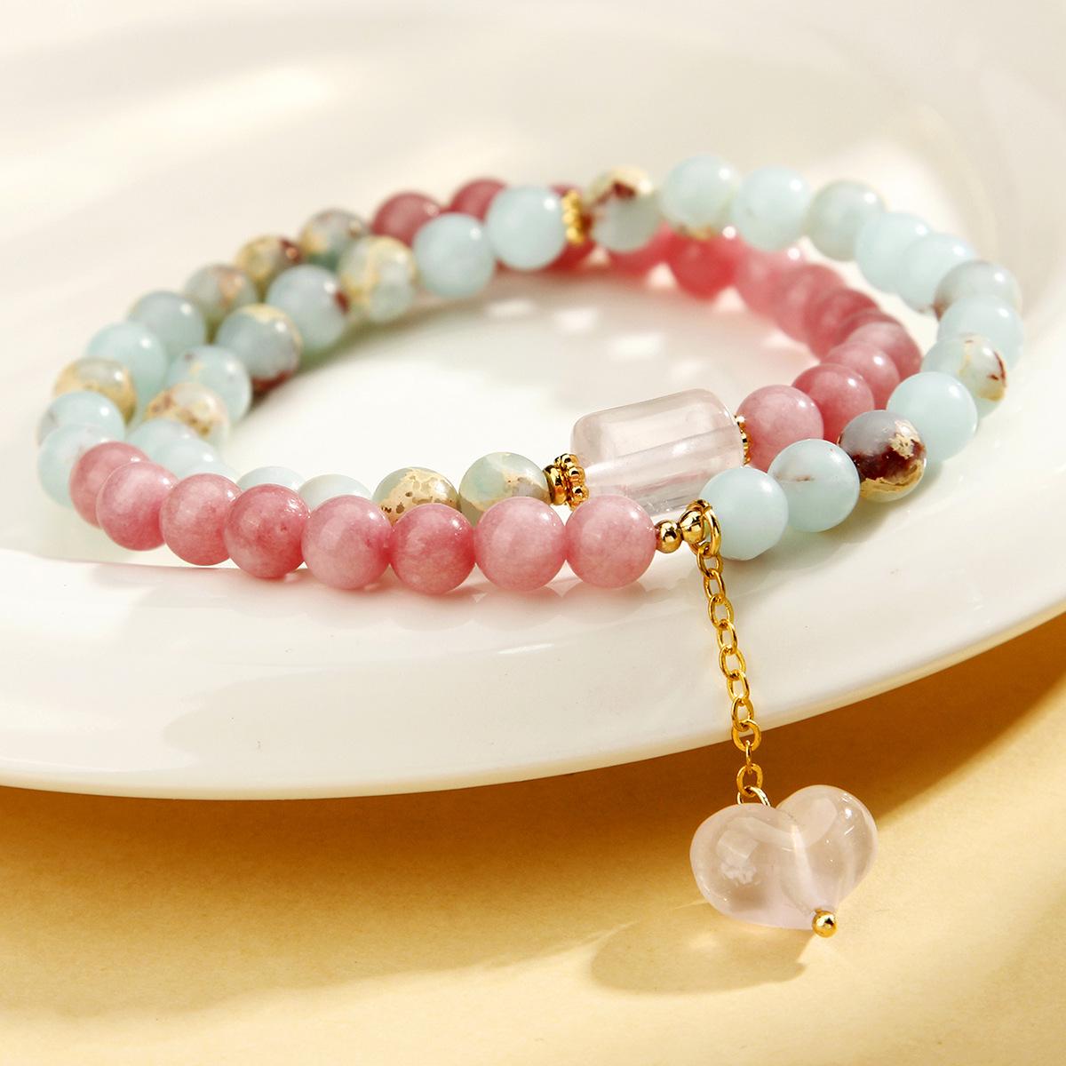 

Luxury Shoushan Stone Double Circle Bracelet - Exquisite Light High-End Couple Hand Jewelry