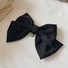 Cameo Satin Wide Ribbon Barrette [Black]