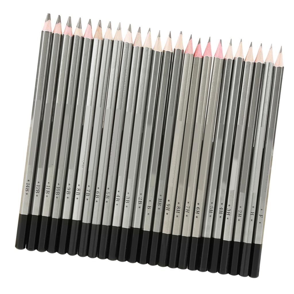 24Pcs Sketch Art Graphite Drawing Pencil NOn Toxic Colored Paint Pencil 9H 14B