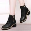 2025 Winter Fashion Snow Boots Round Toe Short Tube Side Zipper Platform Sole Low Heel Black Classic