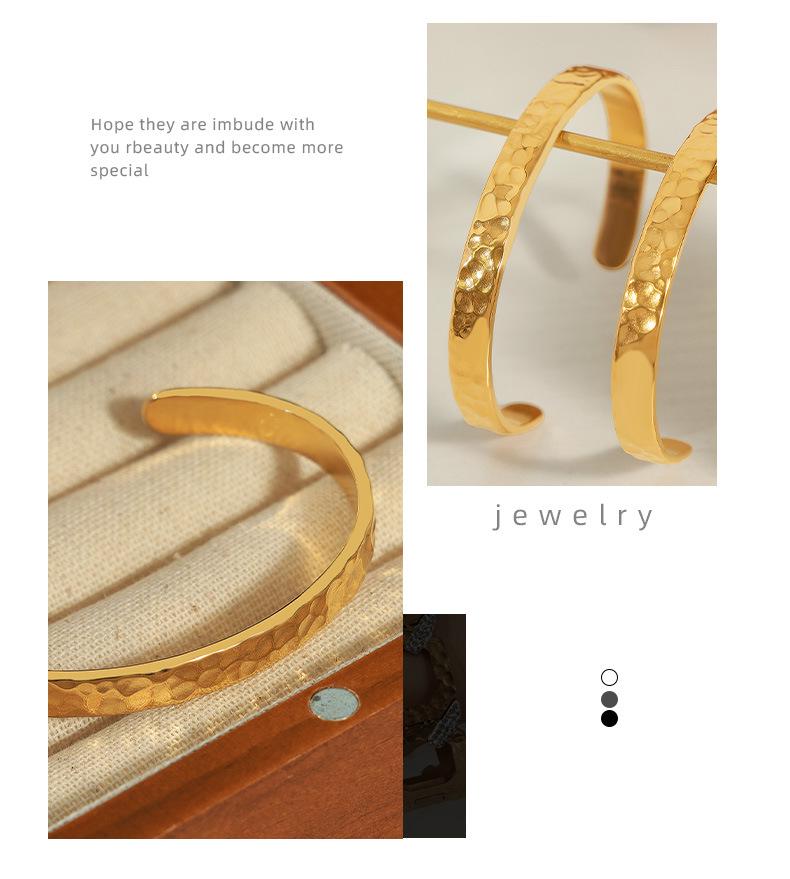 European Fashion Gold-Plated Titanium Open Cuff Bracelet Douyin Celebrity Style