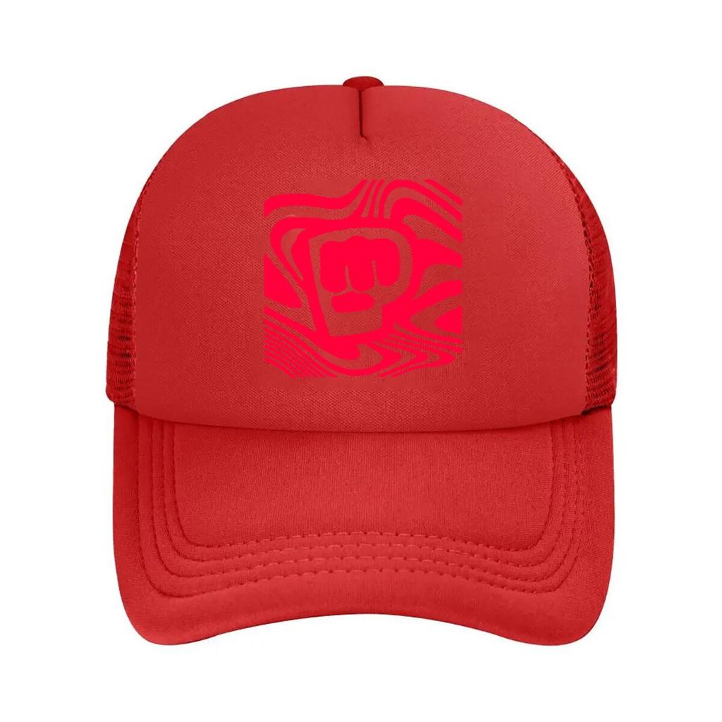 Red Fist Abstract Graphic Mesh Baseball Cap Casual Hat Outdoor For Womens Unisex FeUnisex