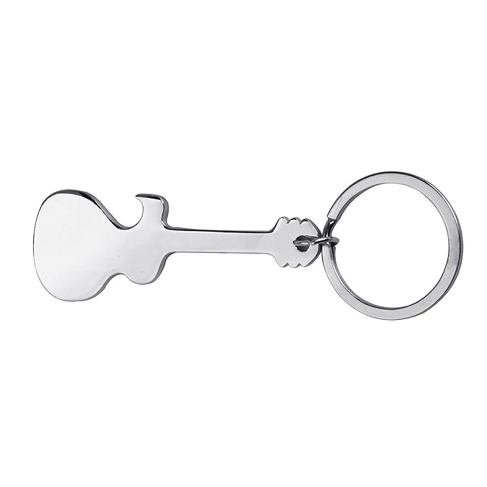 

Portable Guitar Beer Bottle Opener Keychain, Personalized Logo for Wedding Anniversary Gift серебряный