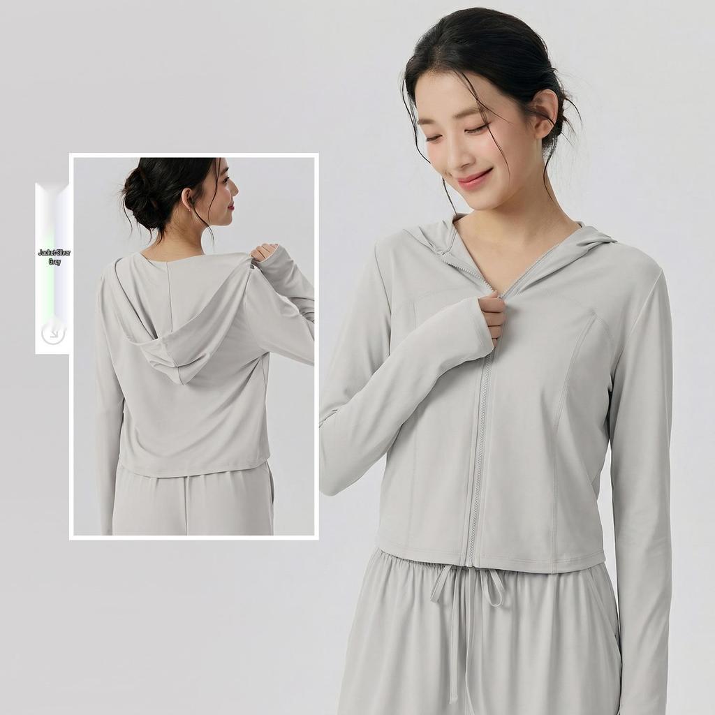 Traje de Yoga de Tres Piezas para Mujer: Conjunto Casual de Pilates y Fitness con Protección Solar