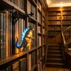 Study Room Table Accessory Library Lantern, Vintage Hanging LED Bookshelf Lamp, Decorative Book Nook Light Ornament Gothic Style Night for Reading