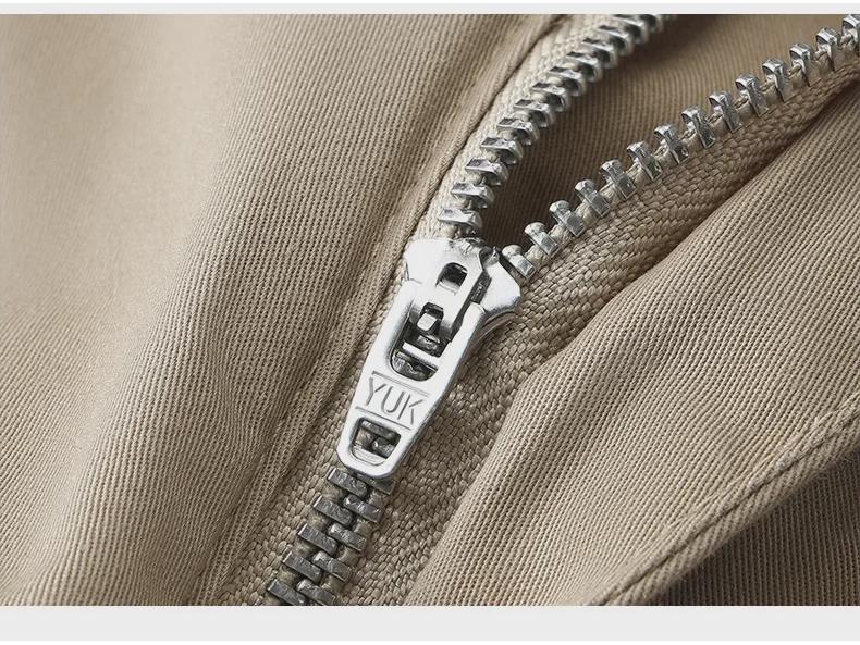 Pánské khaki elastické rovné bavlněné ležérní kalhoty - podzimní kolekce 2024