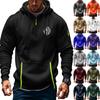 Moletom masculino com capuz e zíper, bolso no braço, cardigan esportivo masculino, tamanho grande, moletom casual