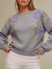2026 Autumn/Winter Floral Jacquard Women's Loose Casual Knit Sweater