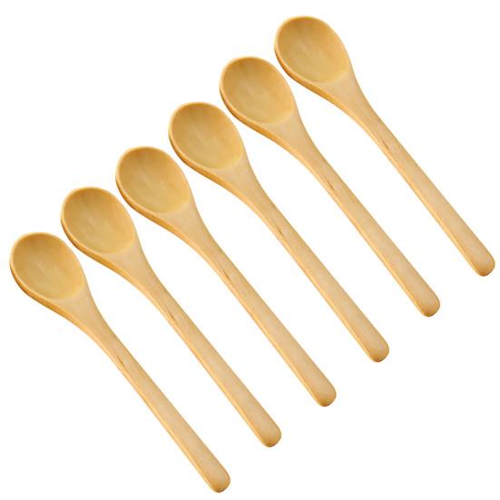 6Pcs Kitchen Mini Wooden Coffee Soup Porridge Spoon Teaspoon Seasoning Utensils
