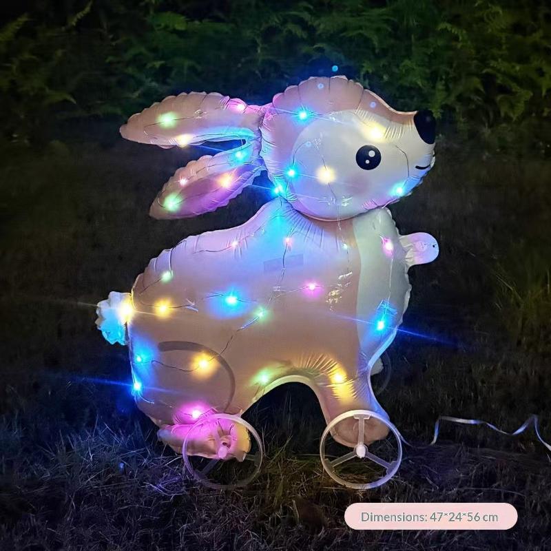HUAHUAElephant Inspired Standing 4D Glow Foil Balloons with Wheels for Child's Birthday and Baby Shower DecorationsHUAHUA