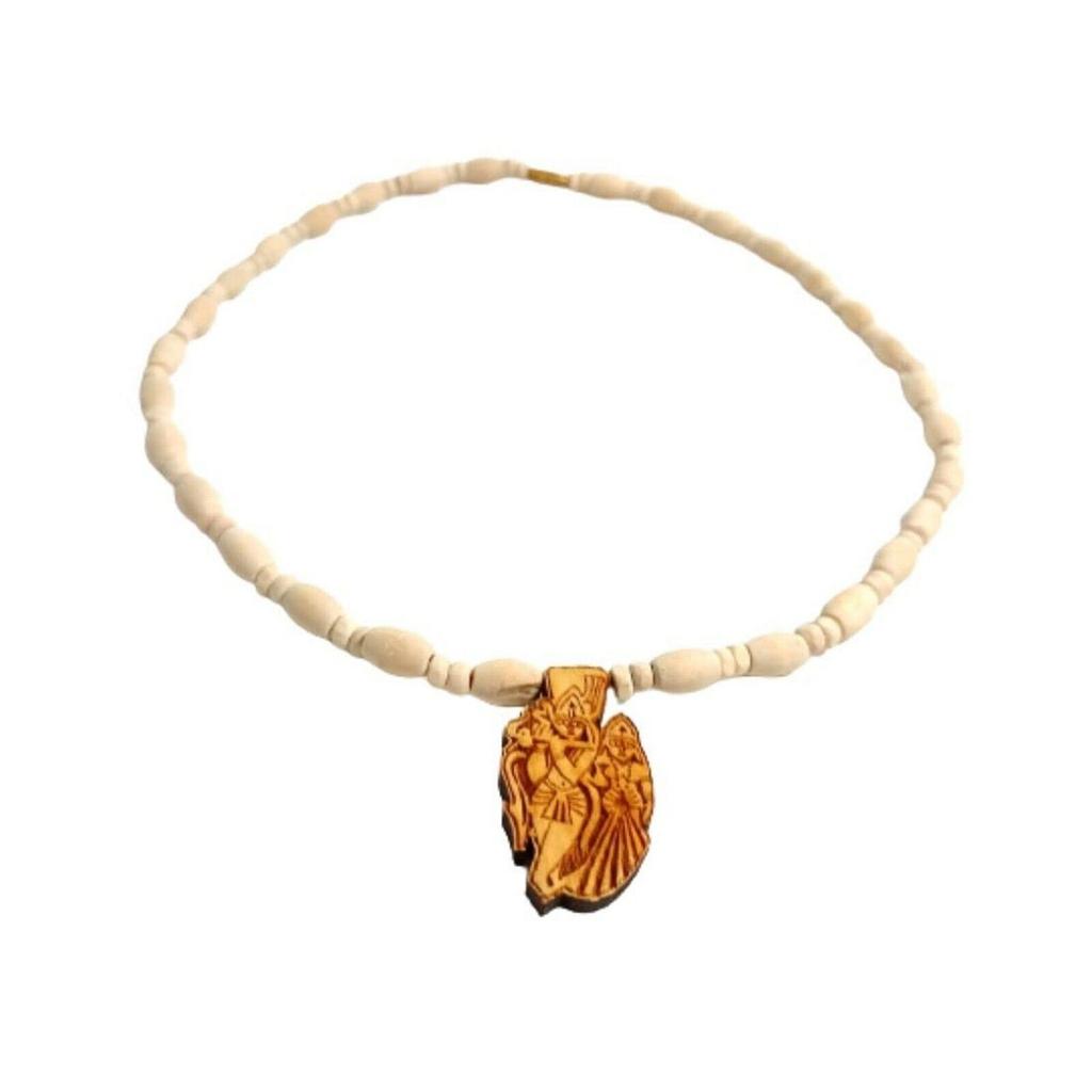 Indian Traditional Mridanga Tulsi Mala with Radha Krishna Pendant 208