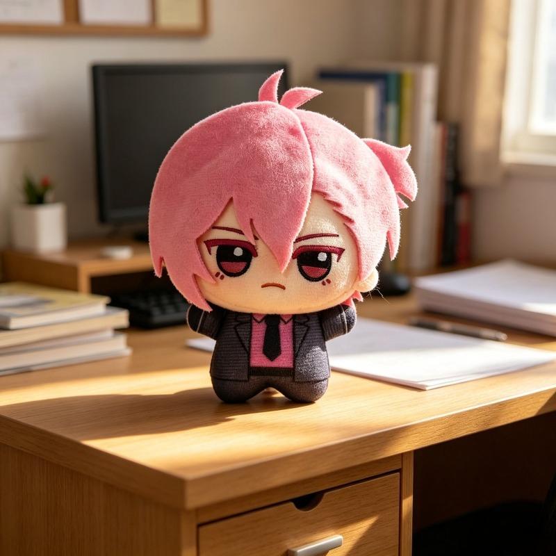 Cute Welcome To Demon School Iruma-kun 10cm Azazel Ameri Mini Plush Keychain Pink Hair Chibi Doll Soft Stuffed Pendant Gift for Anime Fans Collectors
