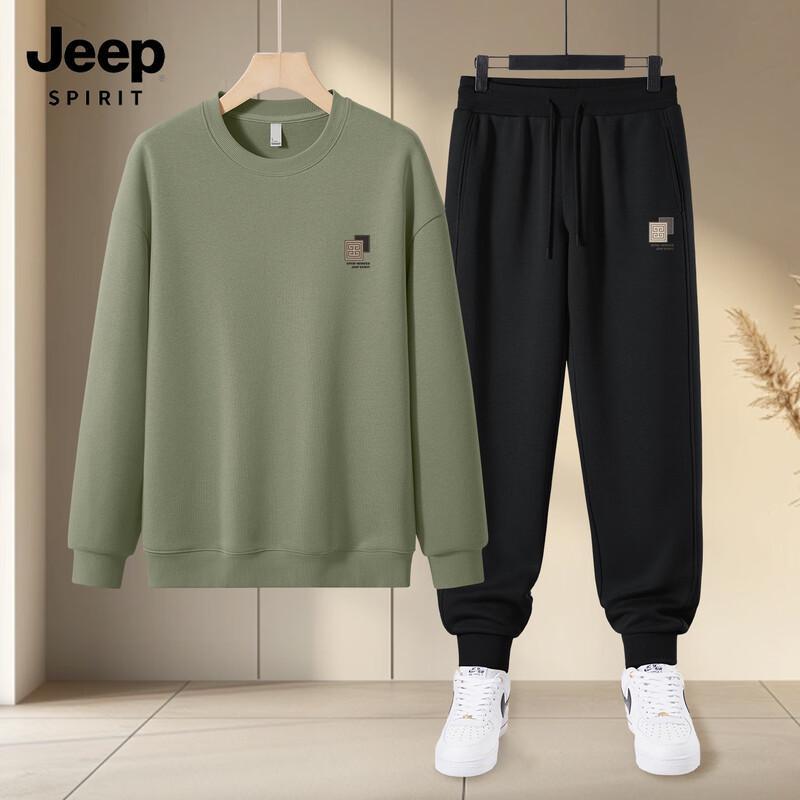 JEEP SPIRIT Men's 2025 Casual Round Neck Sweatshirt & Joggers Set