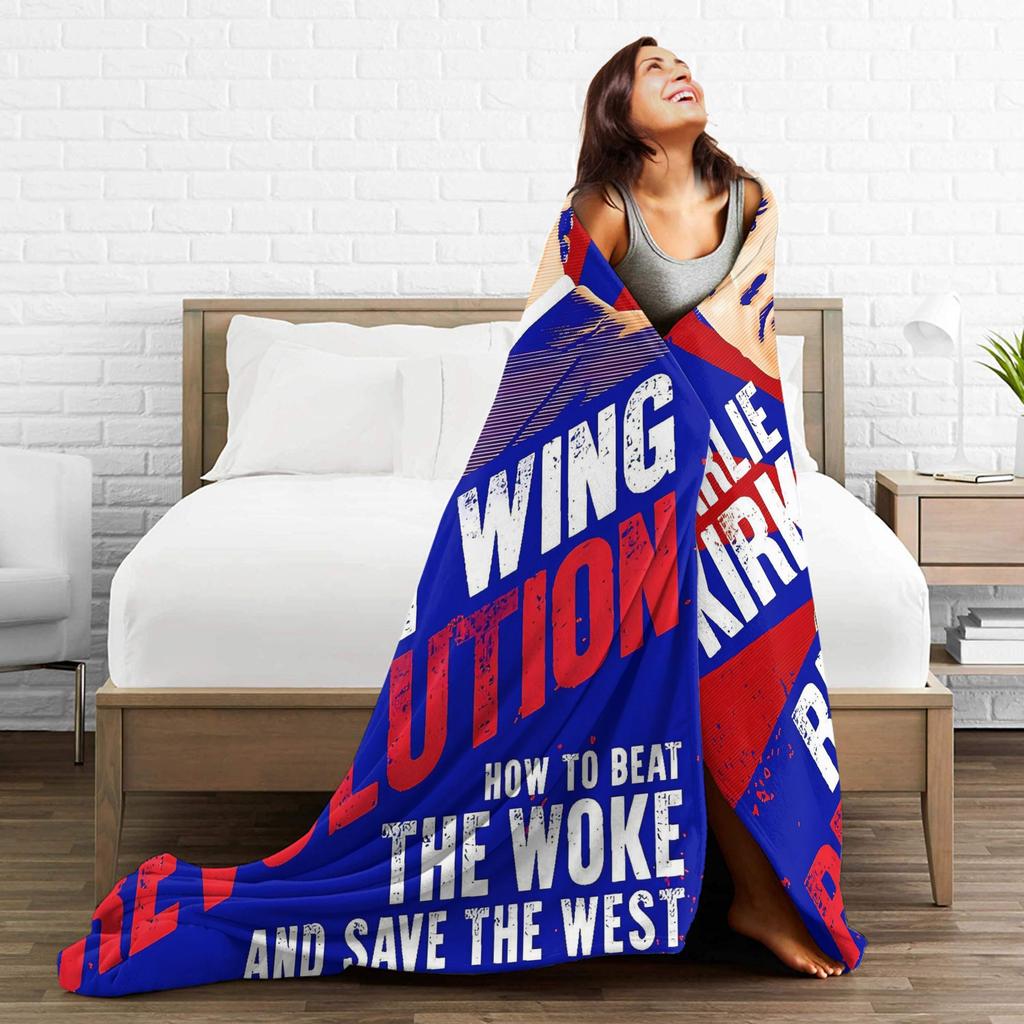 Warme weiche Decken Camping Charlie Kirk Freiheit RIP Überwurfdecke Flanell-Bettüberwurf für draußen Grafische Sofa-Bettdecke