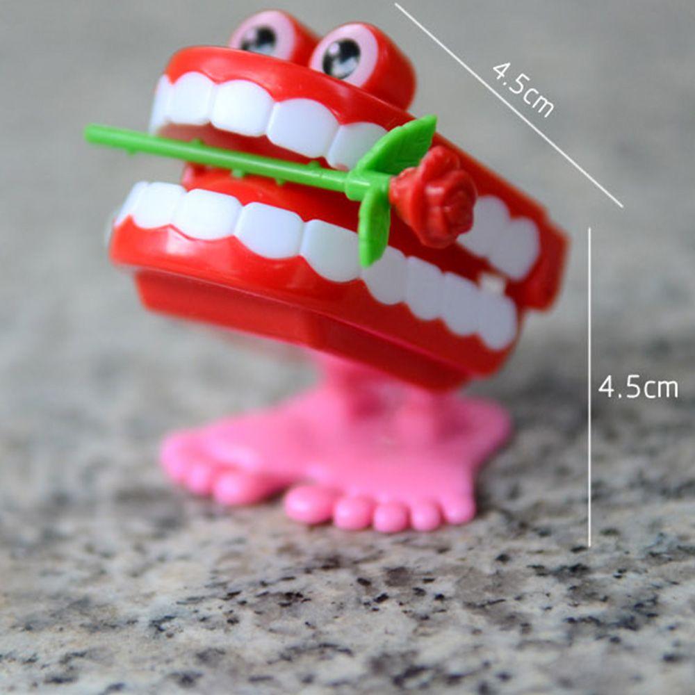 Denture Chattering Funny Plastic Walking Teeth Shape Clockwork Toy Wind Up Clockwork Toy Teeth Rose