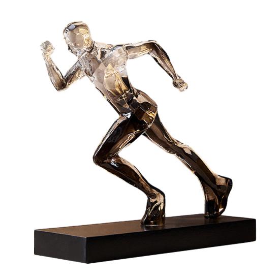 Male Runner Sculpture Abstract Resin Running Figurine Modern Home Decoration for Living Room TV Stand Desk Shelf Decor Motivational Gift for Runners