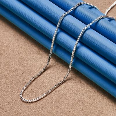 925 Sterling Silver Simple Box Chain Pendant Necklace for Men and Women, Fashionable Party Wedding Gift Jewelry