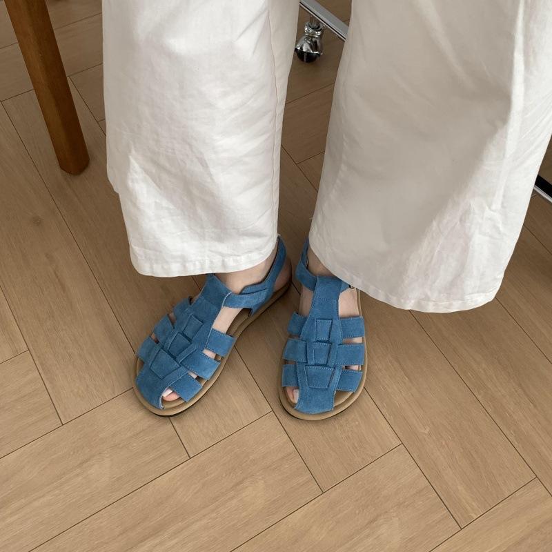 

IPPEUM Sandalias De Mujer 2025 New Summer Ankle Women Gladiator Sandals Flats Shoes 240 синий