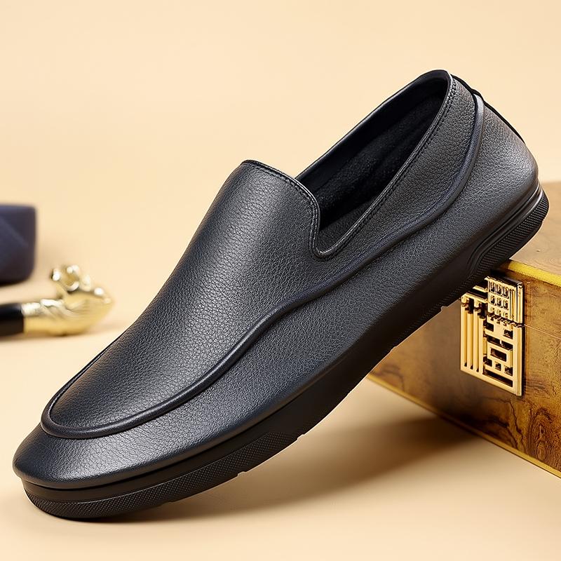 Mocasines de Hombre de Moda de Alta Calidad Hechos a Mano con Suela para Caminar Diario, Ir al Trabajo, Zapatos de Negocio para Hombre Versátiles, Simples, Planos de Cuero