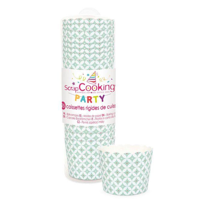 25 Caissettes de cuisson "rosaces vert d'eau"
