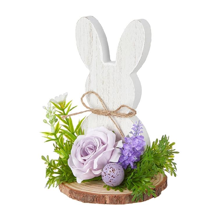 Easters Rabbit Wood Ornament Cartoon Rabbit Wood Crafts for Easters Home Party Desktop Decoration