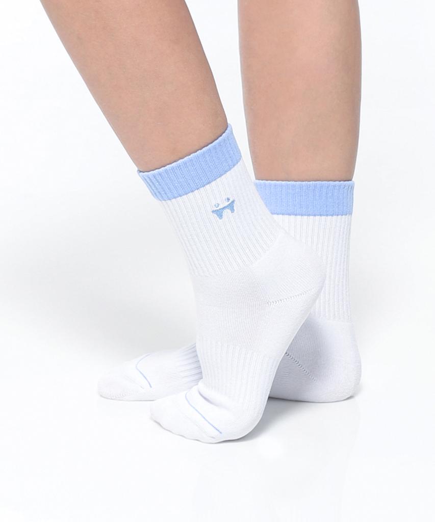 THUMBTOE Baby Blue Sports Cushion Crew Socks Seamless Socks