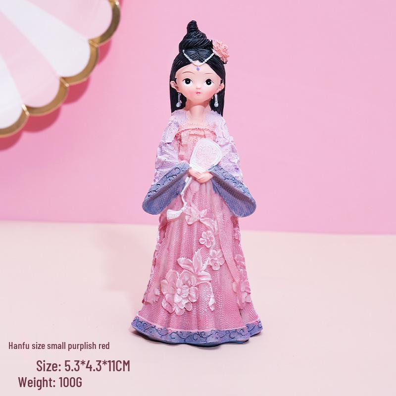 Figurine Fată Hanfu Stil Curte:  Ornamente Creative de Birou & Idei de Cadouri