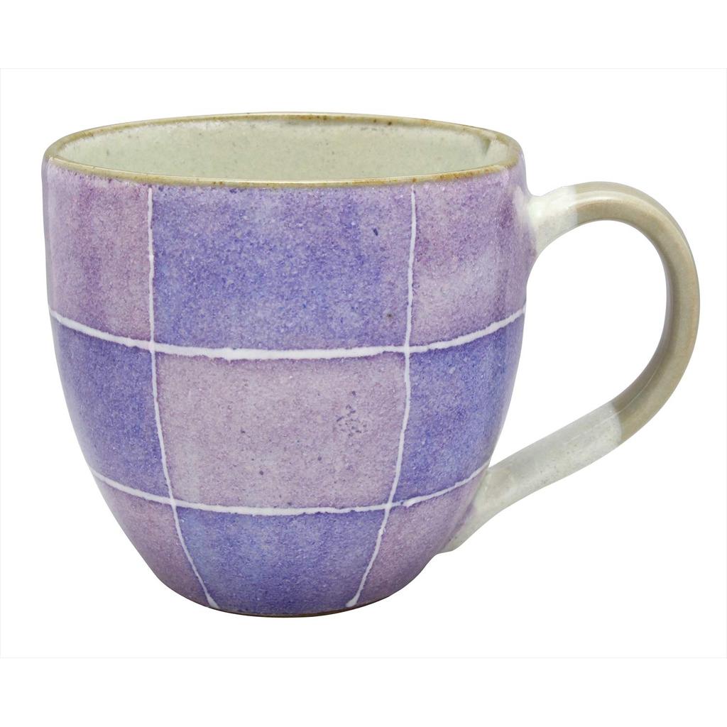 Mino Ware Mug Colored Checkered Purple Made in Japan 501-26