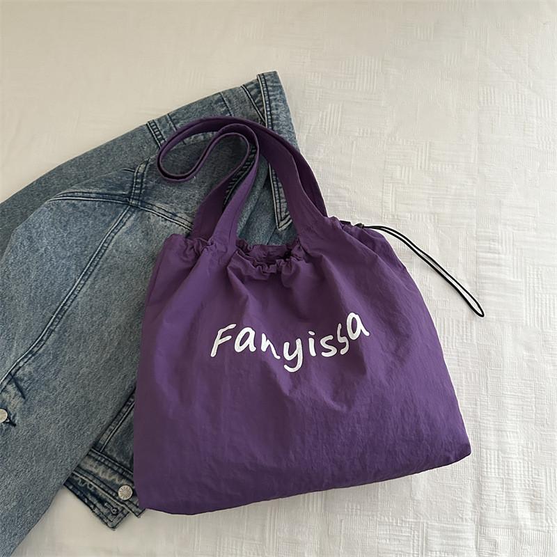 Large Streetwear Summer Canvas Tote Wrinkle Design With Graphic For Teens