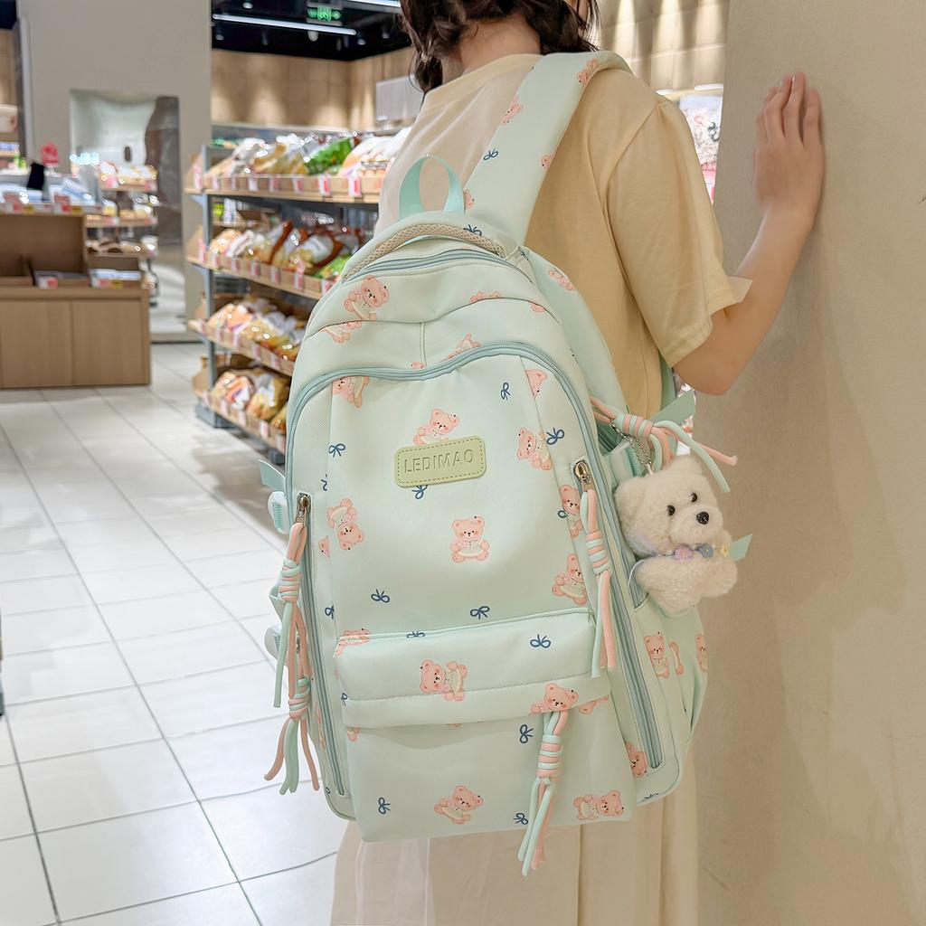 Schoolbag Casual backpack School bag Korean version of simple travel backpack ins Fengsen college style printing large-capacity backpack
