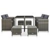 Mobilier à dîner de jardin - VIDAXL - 9 pièces - Résine tressée grise - Coussins amovibles - Contemporain