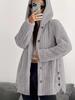 Fall Women's Clothing Solid Long Sleeve Hooded Loose Plush Coat for Women