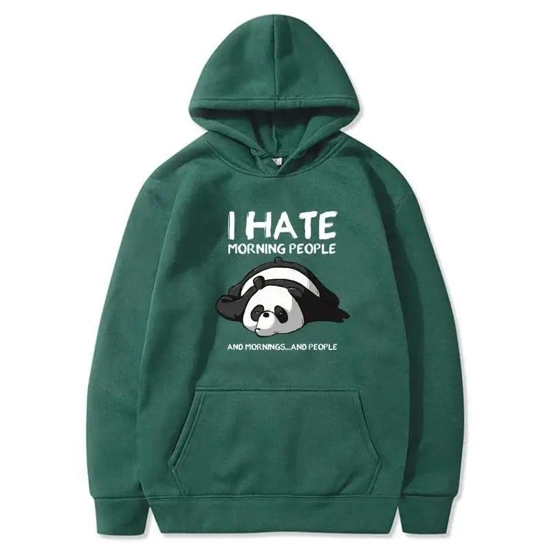 Lazy Panda I Hate Morning People Printed Hoodie Men's and Women's Casual Sports Shirt Harajuku Warm Top Autumn/Winter Hoodie