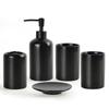 Bathroom Accessory  Black with Toothbrush Holder Toothbrush Cup Tumbler Soap Dispenser Soap Dish and Tray