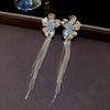 Pearl flower fringed earrings French light luxury stud earrings high-end temperament earrings women