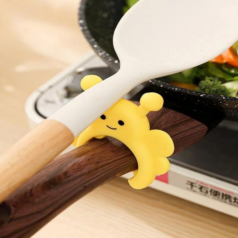 Silicone Spatula Rack Little Bee Anti Scalding Overflow Pot Clip Spoon Holder Clip Universal Shovel Rack Kitchen Gadget