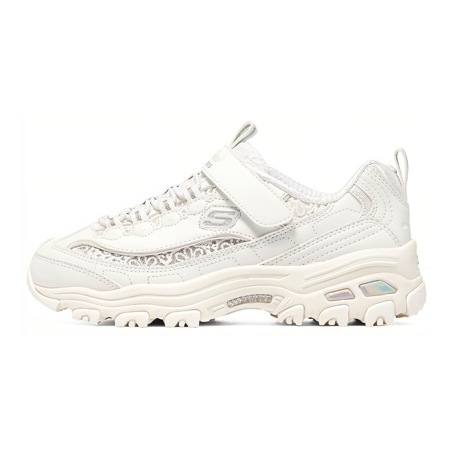 Skechers DLites Velcro Non-Slip Shock Absorbing Durable Low-Top Casual Shoes Kids sneaker White 302556L-WHT 35