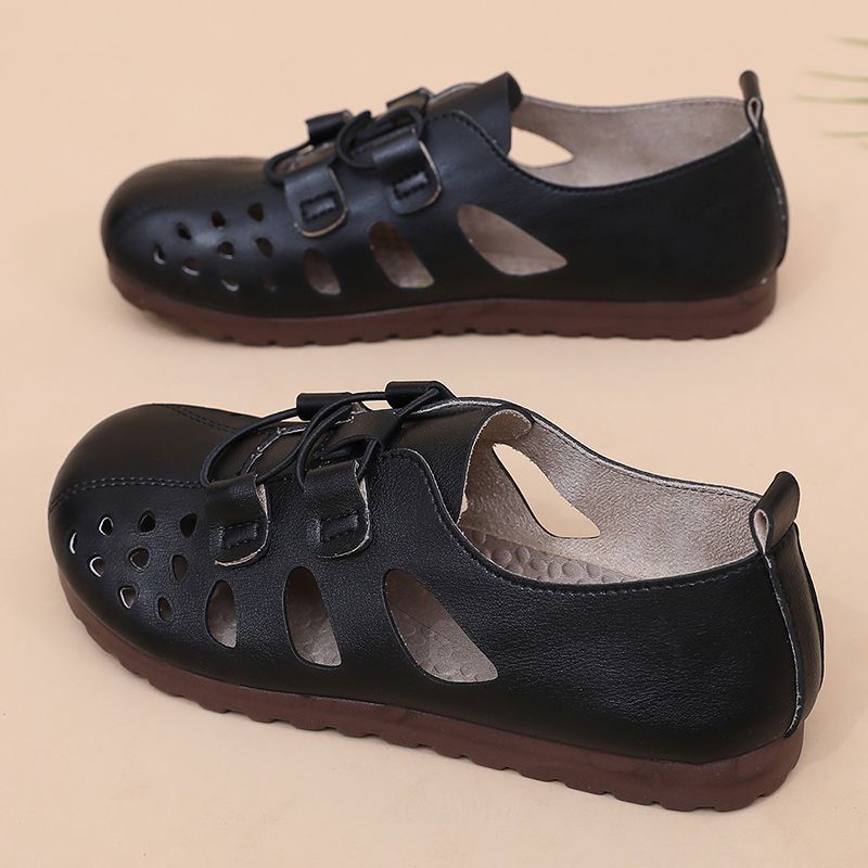 Sandálias Vazadas para a Coleção de Verão Feminina Sapatos Casuais Modernos e Versáteis Respiráveis e Fáceis de Calçar