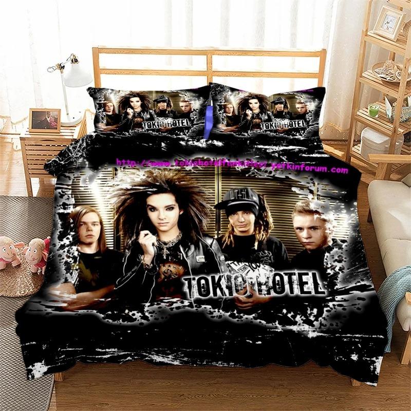 Rock bplus Tokio Hotel3D Print Beding Set Soft with Soft Fabric Duvet Covers Pilowcases One Piece Warm Comforter Beding Sets Bedclothes Bed K581