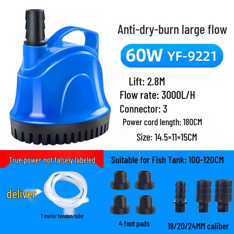 Low-Noise Submersible Aquarium Pump with Bottom Suction and Filter