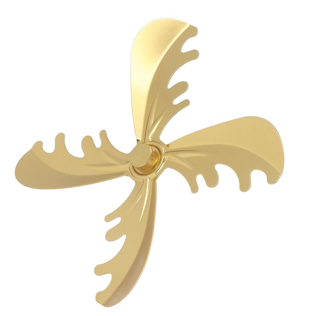 4 Blades Fireplace Fan Aluminum Alloy Home Wood Stove Fan Blade 180mm Diameter Christmas Deer Style Gold