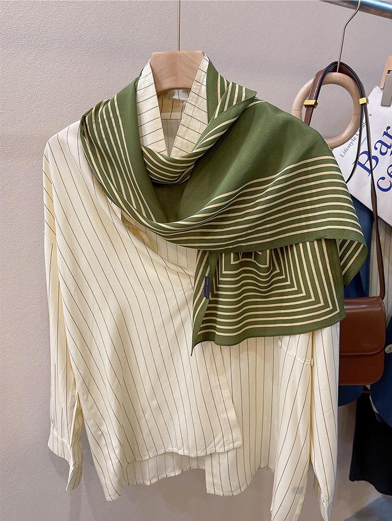 

Скандинавский простой двойной креп-шелк! Шелковый шарф из тутового шелка Женский весенне-летний универсальный длинный шелковый шарф-лента 145 зелёный